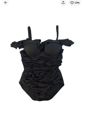 Size 18W-20W Torrid Black Ruched Off-Shoulder One-Piece Swimsuit